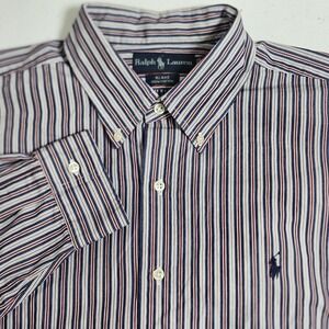 Ralph Lauren Men's XL Blake Button Down Shirt  Long Sleeve Blue Striped Pony EUC